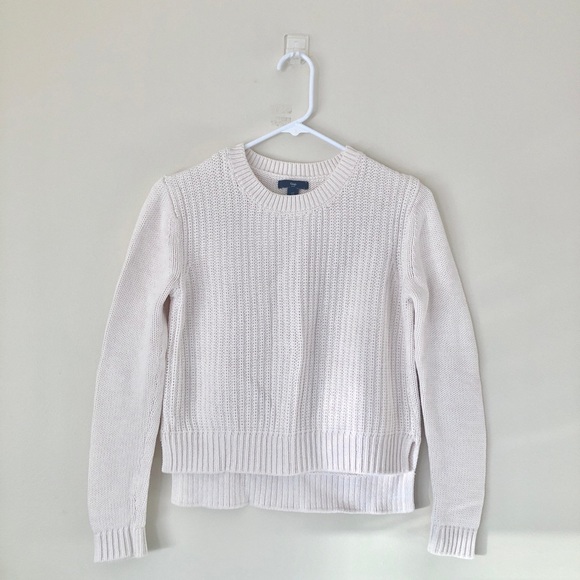 Gap Crewneck Droptail Cotton Sweater Cream/White Small - Picture 1 of 4